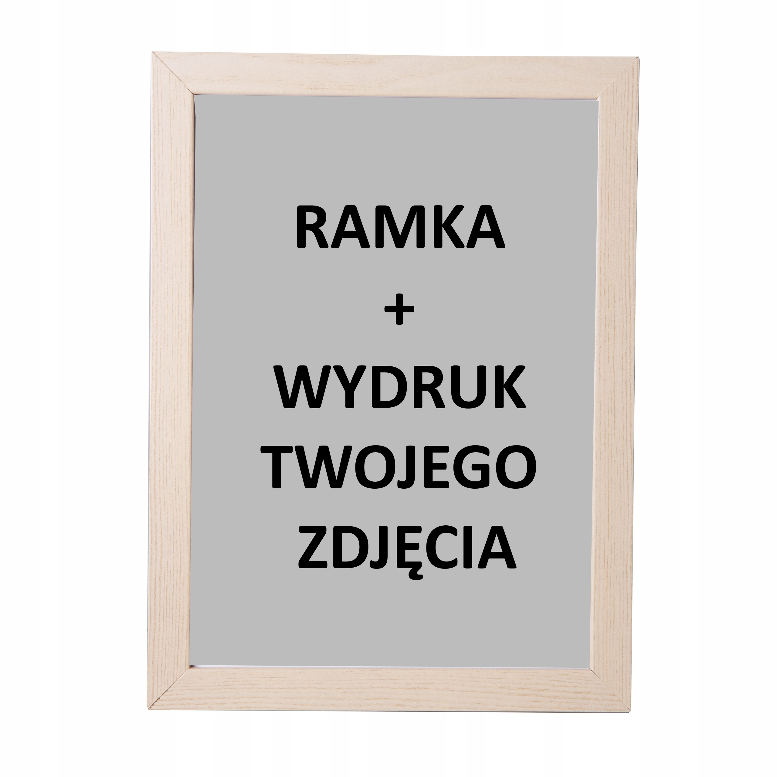 Ramka do zdjęć 15x21 imitacja drewna z wydrukiem – gotowy zestaw do powieszenia